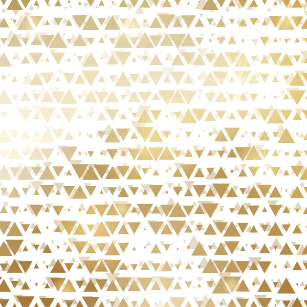 Golden shiny triangle mosaic on white. Vector abstract background. — Stock Vector