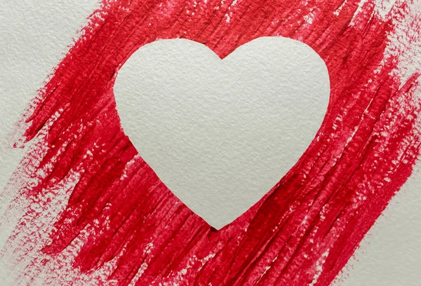 Teksturowane Serce Rozmazy Czerwonej Farby Płótnie Walentynki Obraz Stockowy