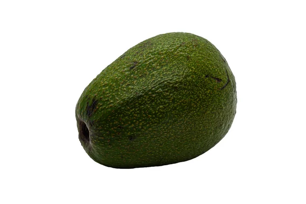 Fruta de aguacate jugosa madura verde sobre un fondo blanco de cerca — Foto de Stock