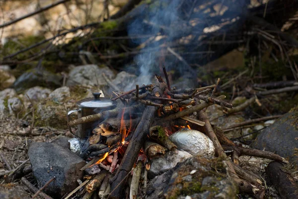 Kochen Freien Camping — Stockfoto