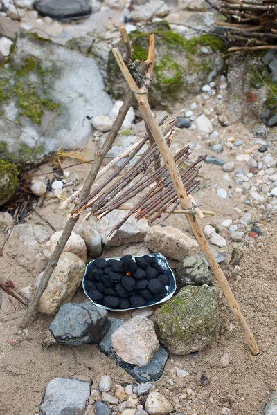 Yemek Pişirmek Için Diy Içicisi Kamp — Stok fotoğraf
