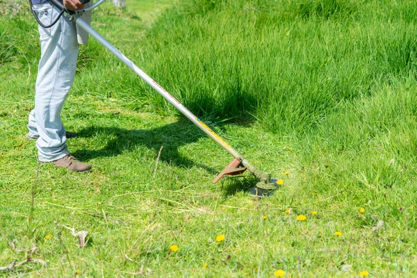 Homem Com Strimmer — Fotografia de Stock