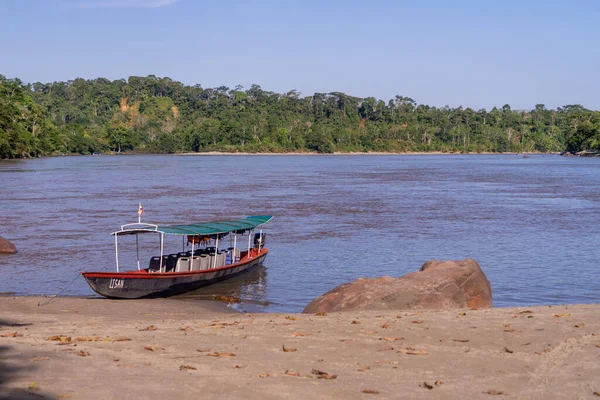 Canoe Sulla Spiaggia Misahualli Provincia Napo Ecuador — Foto Stock