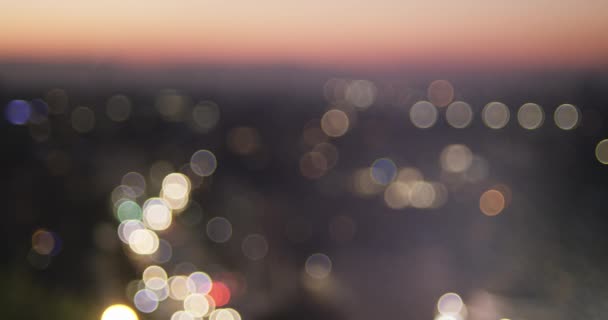 Skyline Cityscape Pôr Sol Imagens Conceito Desfocado Bokeh Desfocado Com — Vídeo de Stock