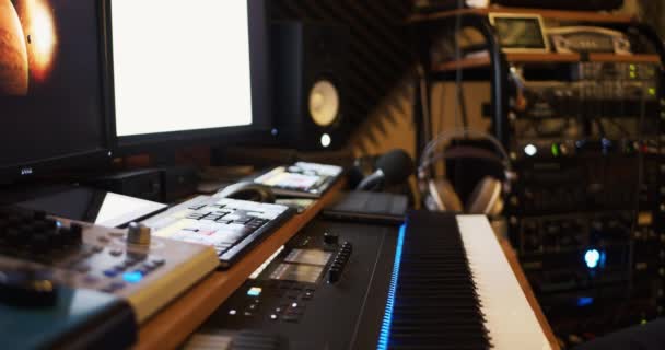 Professionelles Audiostudio Interieur Ohne Menschen — Stockvideo