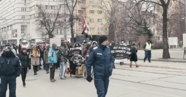 Protesto Público Contra Violência Nas Ruas Cidade Europeia — Vídeo de Stock