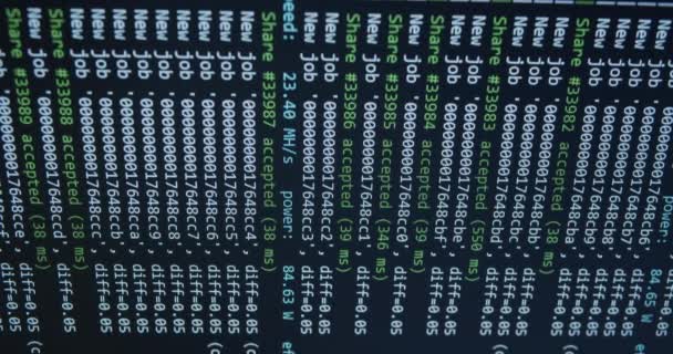 Crypto Mining Info Code Computer Display Vertical Video — стоковое видео