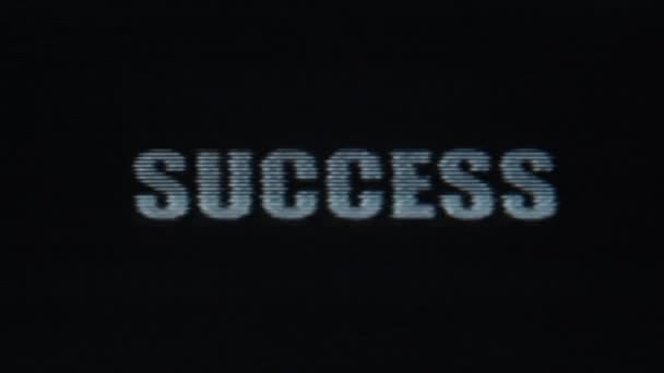 Glitchy Success Text Message Distorted Vintage Screen Retro Crt Cathode — Stock Video