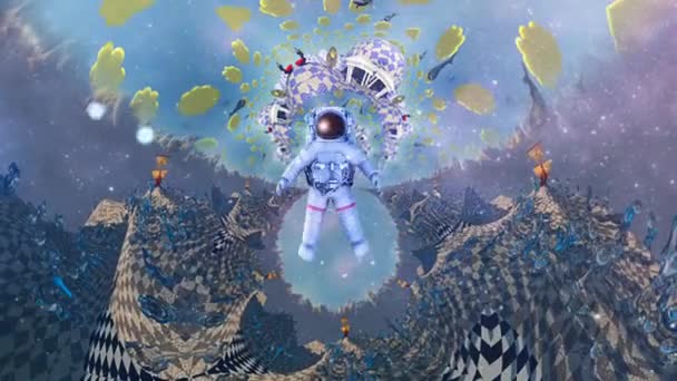 Astronauta en el espacio surrealista — Vídeos de Stock