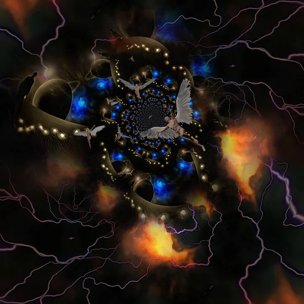 Engelen komen uit het portaal van de eeuwigheid. — Stockfoto