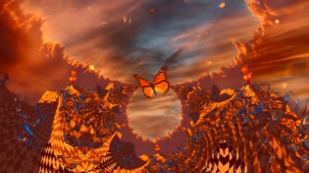 Moth i rörlig surrealistisk scen — Stockvideo