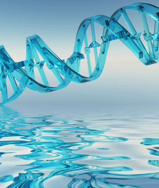 DNA Strand vattenreflexioner — Stockfoto