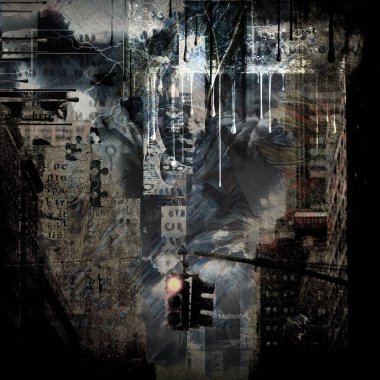Modern dijital sanat. Gerçeküstü kentsel grunge