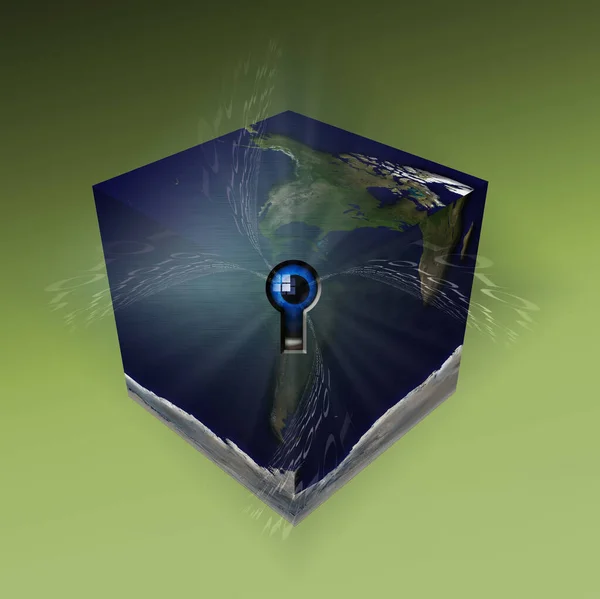 Planet Earth in cube shape — Stock Photo, Image