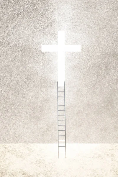 Ladder leidt naar helder kruis — Stockfoto