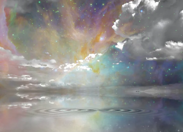 Тихие воды и звездное небо — стоковое фото