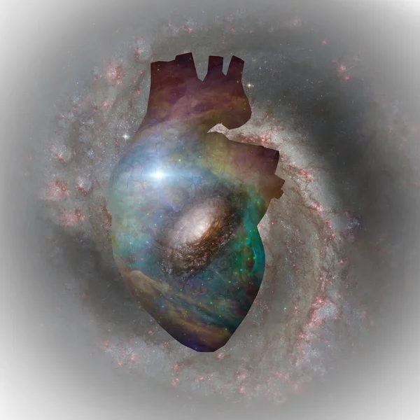 Międzygwiezdny kolaż serca — Zdjęcie stockowe