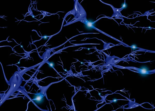 Brain cells with electrical firing — Stock Photo, Image