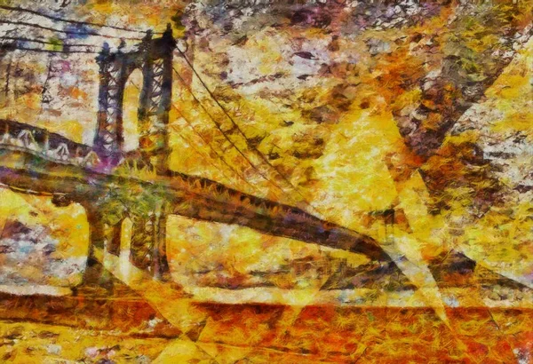 Pintura ponte Manhattan — Fotografia de Stock