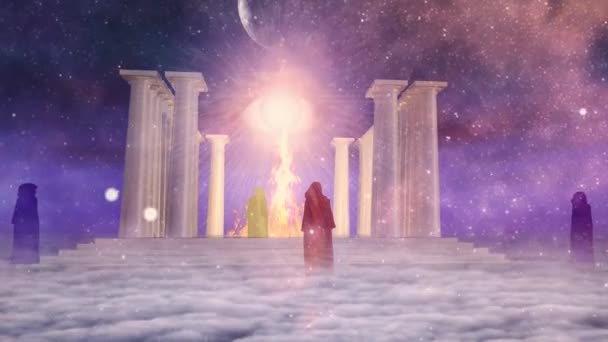 Mystischer Tempel des Feuers am Himmel — Stockvideo