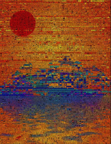 Rode zon boven water — Stockfoto