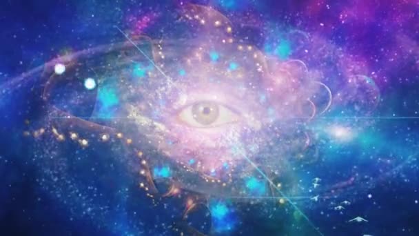 Olho em fractal cósmico místico — Vídeo de Stock