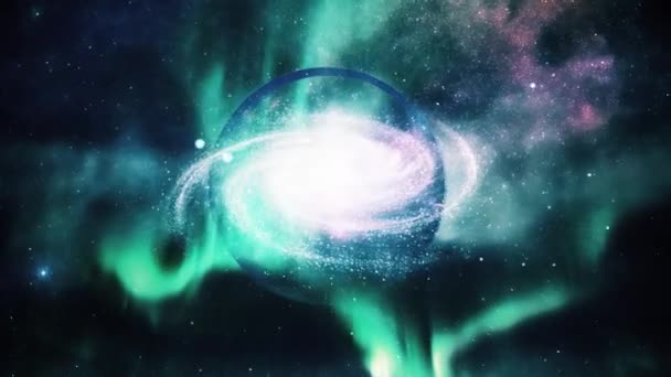 Galaxia dentro bola de cristal — Vídeos de Stock