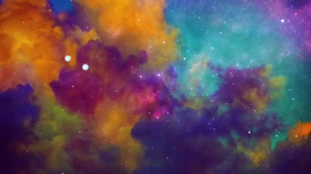 Nubes coloridas y estrellas brillantes — Vídeo de stock