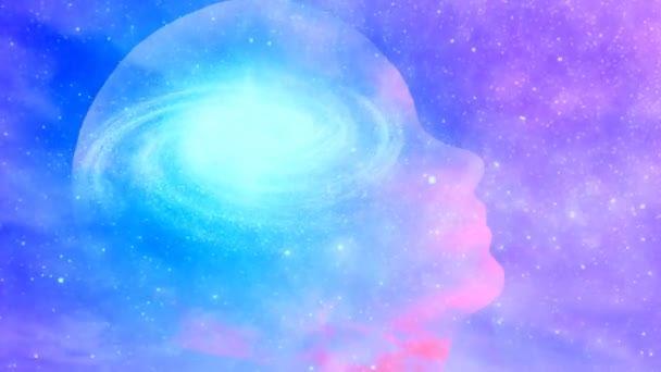 Галактика всередині прозорої людської голови — стокове відео