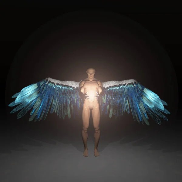 Anjo sendo detém luz divina — Fotografia de Stock