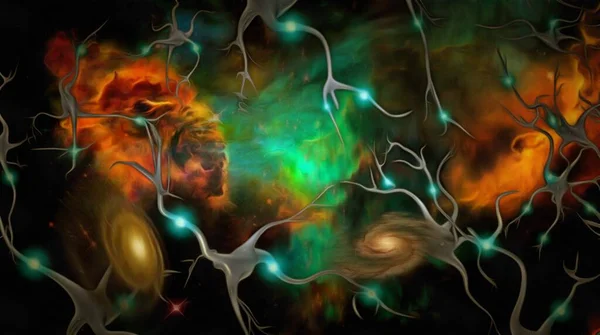 Neurons and galaxies — Zdjęcie stockowe