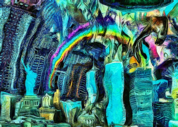 Arco-íris sobre Manhattan — Fotografia de Stock