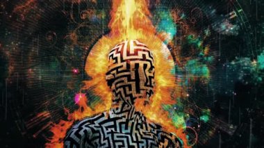 Labirent desenli yanan adam