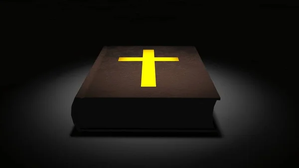 Bíblia Sagrada com cruz — Fotografia de Stock