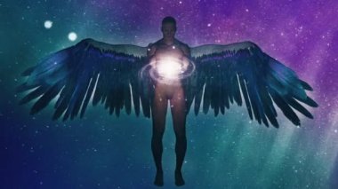 Kanatlı melek ve galaksi