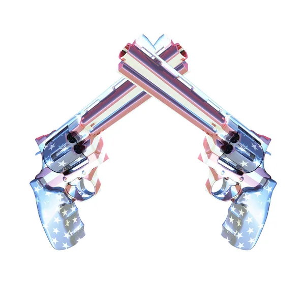 Americké revolvery. 3D vykreslování — Stock fotografie