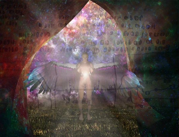 Anioł trzymający światło — Zdjęcie stockowe