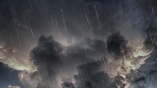 Шторм бушует в дождливом небе — стоковое видео