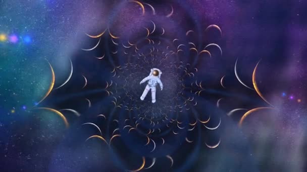 Sonsuz boşluklardan önce astronot — Stok video