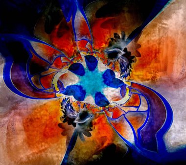 Soyut çiçek. Canlı renkler. 3B görüntüleme