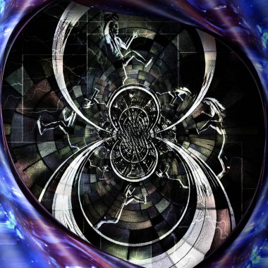 Koşan adamla vizyon. 3B görüntüleme