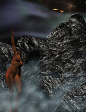 Kadın gökyüzüne özeniyor