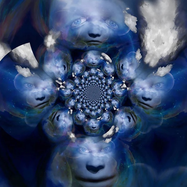 Ghosts Faces Fractal Rendering — Stock Photo, Image