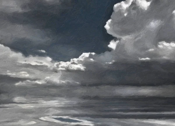 Мальований Хмарний Пейзаж Водні Відображення Візуалізація — стокове фото