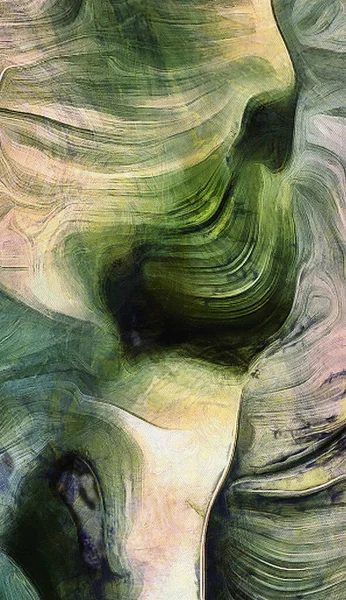 Fluid Lines Color Movement Shades Green Brush Strokes — Stock Photo, Image