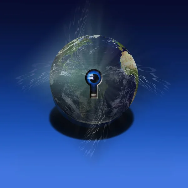 Anahtar Delikli Dünya Görüntüleme — Stok fotoğraf