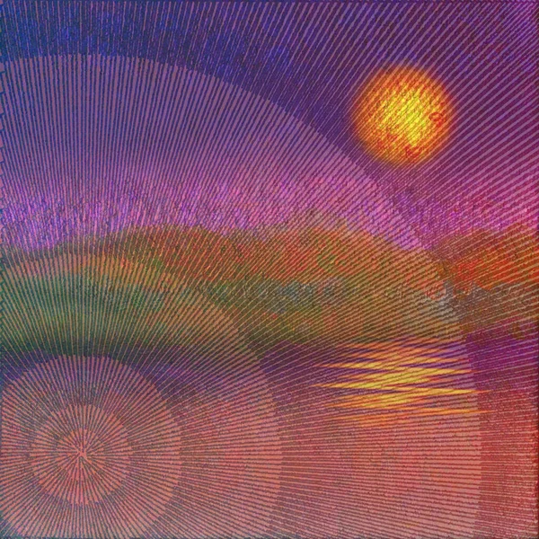 Abstrakcyjny Zachód Słońca Lub Wschód Słońca Malarstwo Cyfrowe — Zdjęcie stockowe
