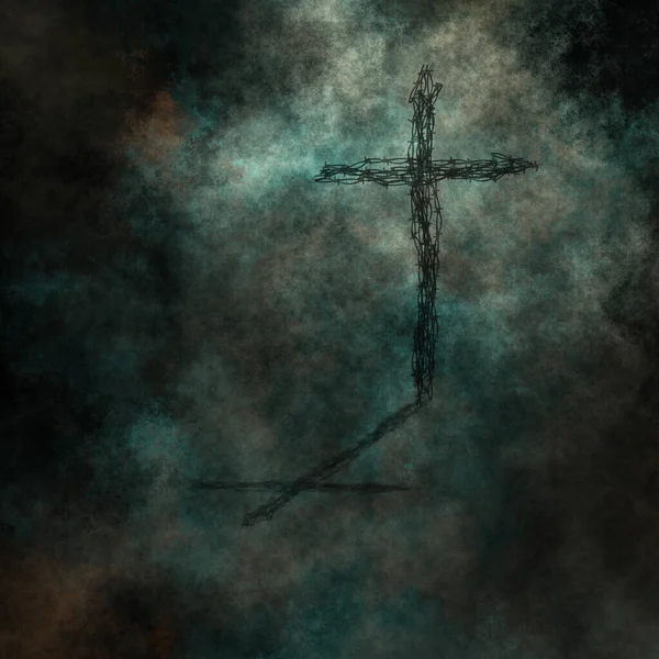 Stacheldrahtkreuz Rendering — Stockfoto