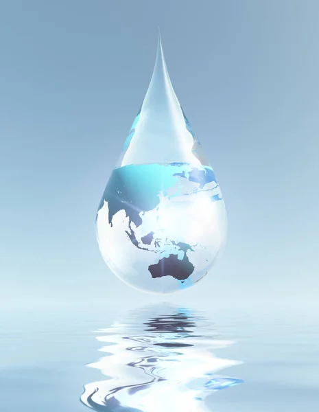 澳大利亚和亚洲水滴 3D渲染 — 图库照片