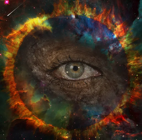 All seeing eye in space. Circle of fire